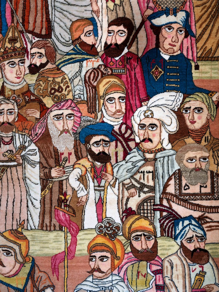Rug depicting famous people from different parts of the world.<small>© Sheikh Faisal Bin Qassim Al Thani Museum</small>