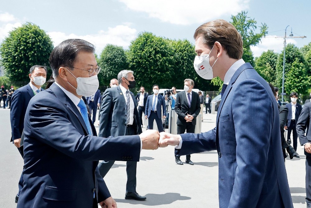 Austrian Chancellor Kurz and South Korean President Moon<small>© Bundeskanzleramt (BKA) / Dragan Tatic</small>