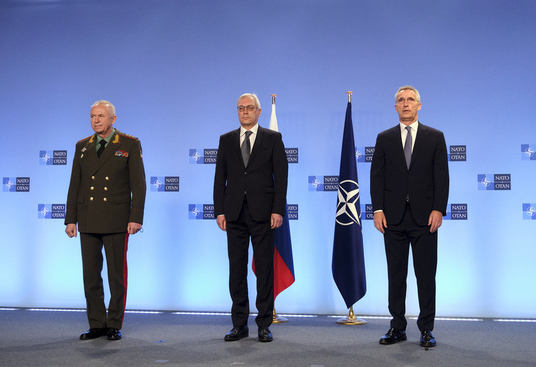 L-R: Alexander Fomin, Alexander Grushko, NATO SG Stoltenberg<small>© NATO North Atlantic Treaty Organization</small>