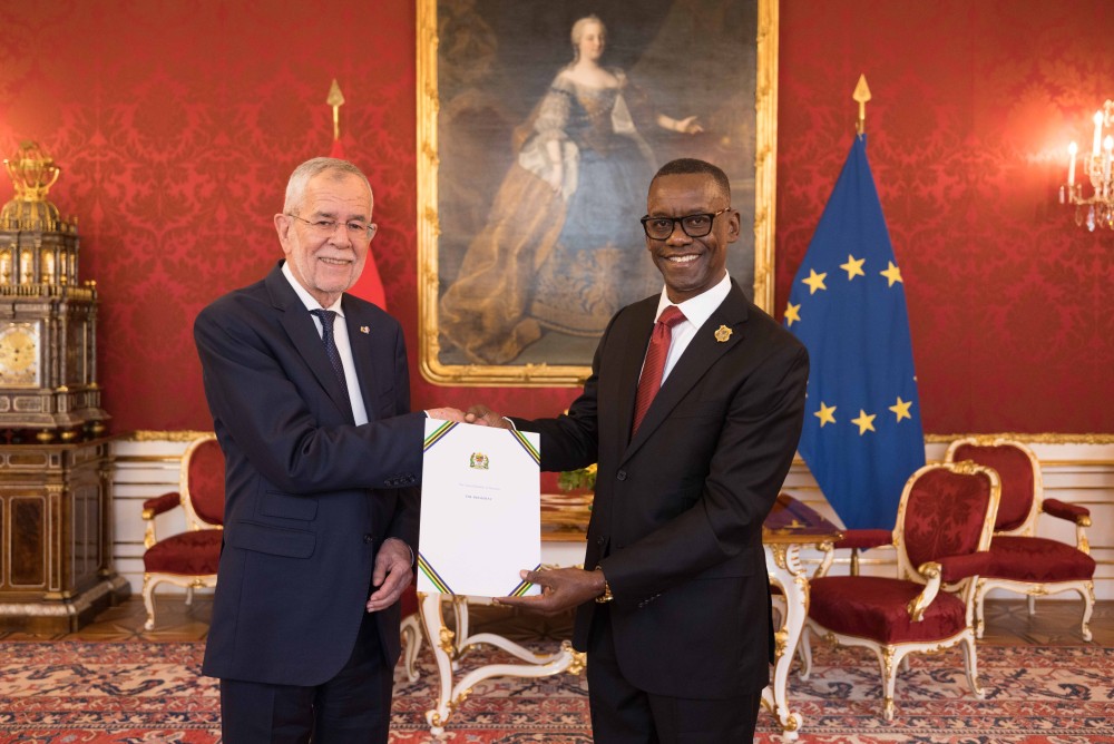 H.E. Mr. Celestine Joseph Mushy presenting his credentials<small>© www.bundespraesident.at / Peter Lechner and Daniel Trippolt /HBF</small>