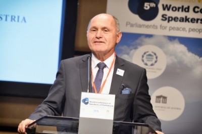 President of Austrian National Council Wolfgang Sobotka: "The international community is looking for international solutions when it has identified a global problem."<small>© Parlamentsdirektion / Johannes Zinner</small>