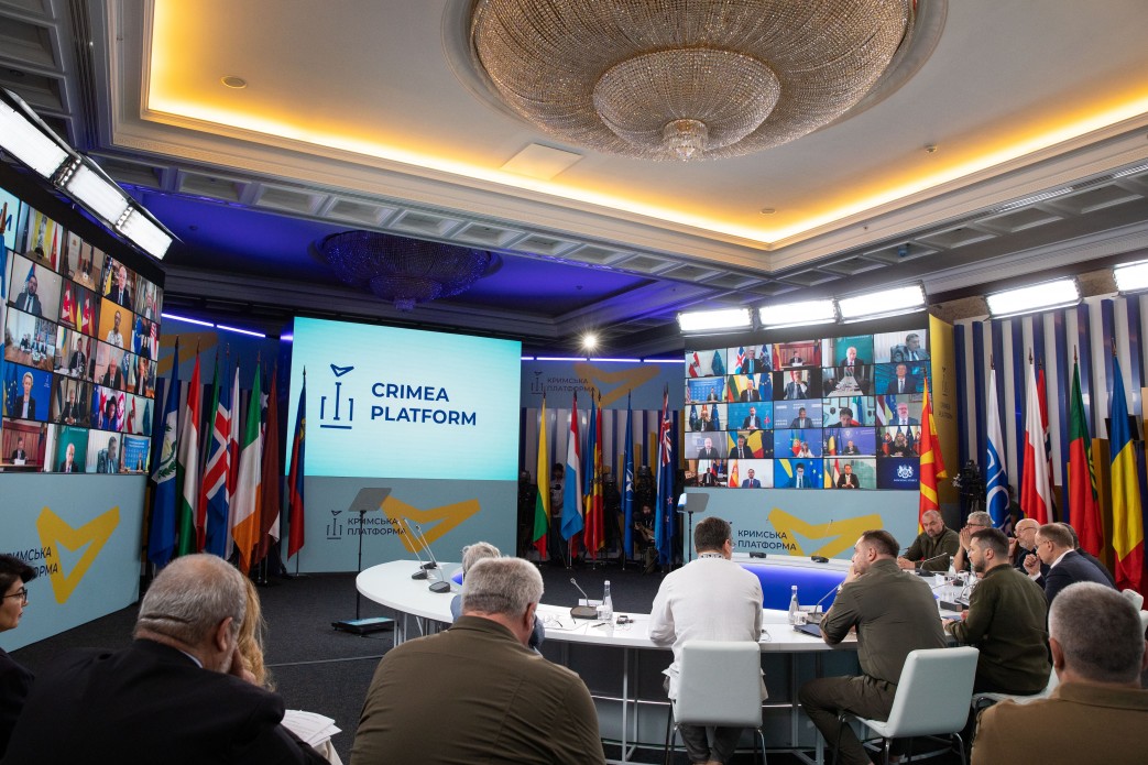This year's Crimea Platform was hosted virtually due to Russia's attack on Ukraine and aims to reverse Russia's 2014 annexation of the Crimean Peninsula through diplomatic means.<small>© www.president.gov.ua / The Presidential Office of Ukraine / Creative Commons Attribution 4.0 International</small>