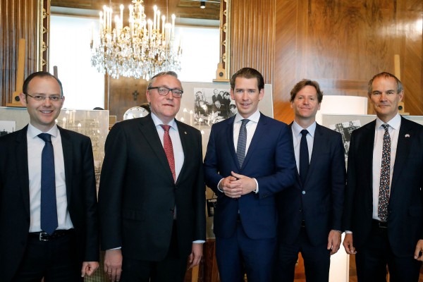 The Ambassadors of the Four Allied Powers in the Austrian Federal Chancellery with Sebastian Kurz<small>© Bundeskanzleramt (BKA) / Dragan Tatic</small>